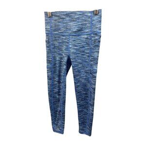 Blue & Black Space-Dye High-Waist Womens‎ Leggings